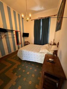 坦迪尔Casa Chango Hostel的一间卧室配有一张床和一张桌子