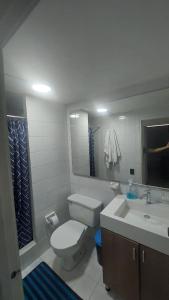 波哥大APARTAMENTO CHAPINERO CENTRAL的一间带卫生间和水槽的浴室