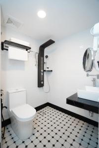 吉隆坡Dê MOCCIS Boutique Hotel的一间带卫生间和水槽的浴室
