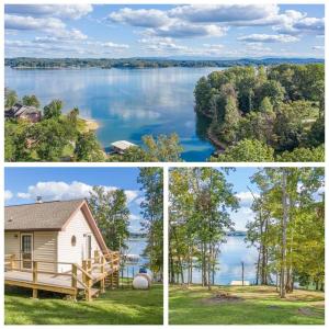 Jefferson CityCherokee Lake Cottage by Staycating的两幅房子和湖泊的照片