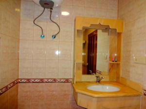 拉夫哈فندق سفير العرب的一间带水槽和镜子的浴室