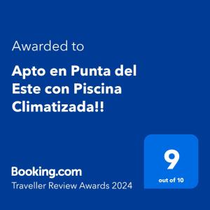 埃斯特角城Apto en Punta del Este con Piscina Climatizada!!的带有文本升级到apo en puna del的手机的截图