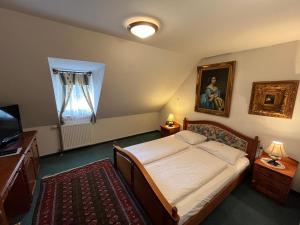 韦莱涅拉兹果塞科酒店的一间卧室配有一张床和一台电视