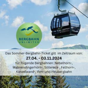 奥伯斯特多夫BERGFEX Falkenberg 304 mit Sommer-Bergbahnticket的乘坐缆车的传单
