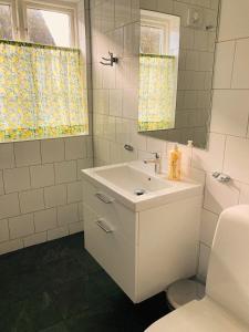 锡姆里斯港伦卡贝格住宿加早餐旅馆的白色的浴室设有水槽和镜子
