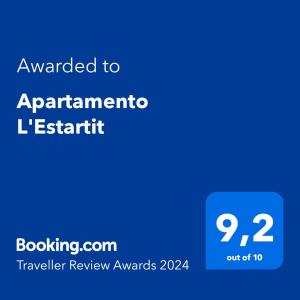 埃斯塔蒂特Apartamento L'Estartit的标有给 apartmentlantinian lest的文本的蓝色屏幕