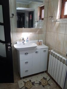 布什泰尼Casa Nicolas Busteni的浴室设有白色水槽和镜子