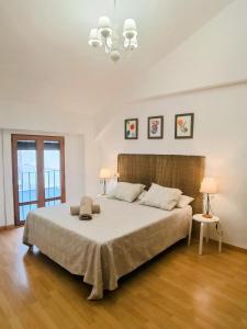 萨拉戈萨El Loft del Casco by Alogest的铺有木地板的客房设有一间带大床的卧室