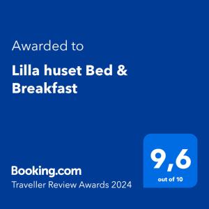 厄勒布鲁Lilla huset Bed & Breakfast - gästhus 1-3 personer och egen parkering的手机的屏幕,手机文本被授予最热的睡床