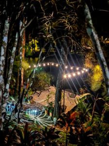 塞罗阿苏尔Cabañas Lago Cerro Azul - Lake of Panama的夜间花园内带灯的帐篷