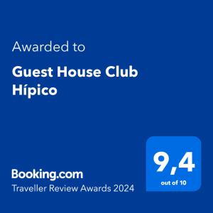 Guest House Club Hípico的证书、奖牌、标识或其他文件