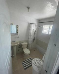 圣多明各Casa Blanca的白色的浴室设有卫生间和水槽。