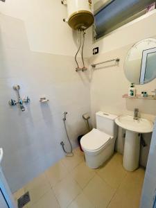 贾纳克布尔Hotel Janakpur Inn的一间带卫生间和水槽的浴室
