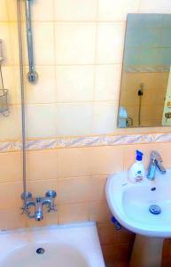 利雅德Alwaha-Appartement的一间带水槽和镜子的浴室
