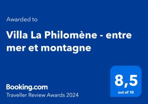 Saint-PierreVilla La Philomène - entre mer et montagne的手机的屏幕,手机的文本升级到la phill别墅