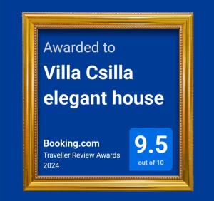 埃尔德Villa Csilla elegant house的别墅国营代理房的框架标志