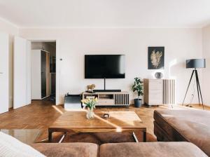 德累斯顿Stilvolles Apartment in Dresden的带沙发和电视的客厅