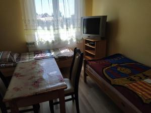 切哈努夫Pokoje Goscinne Buzuki的小房间设有桌子和电视