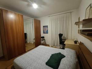 维罗纳Casa di Ale的一间卧室配有一张带绿色枕头的床