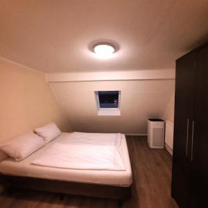 科隆阿里亚纳酒店的小卧室配有一张光线充足的床