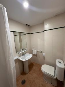 马贝拉Hostal San Felipe的一间带卫生间和水槽的浴室