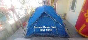 帕坦Everest Home Stay Apartment的蓝色帐篷 - 带帐篷 - 插入家庭帐篷