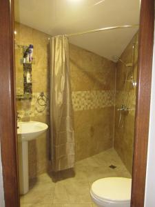 库塔伊西Fortuna 2024的带淋浴、卫生间和盥洗盆的浴室