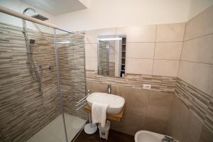 帕尔盖利亚B&B Jerocades的一间带水槽、淋浴和卫生间的浴室