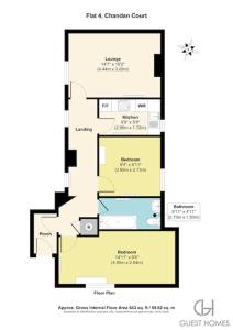 布由德利Guest Homes - Chandan Court Apartment的现代公寓一楼的平面图