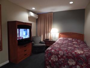 多伦多Nox Hostel的酒店客房,配有床和电视