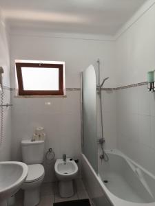科武港Apartamentos Campos 2的白色的浴室设有卫生间和水槽。