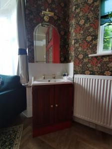 贝克斯希尔William Morris, Spacious ground floor lux double bedroom的一间带水槽和镜子的浴室
