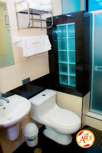 伊基托斯ALLISON HOTEL的浴室配有卫生间、盥洗盆和淋浴。