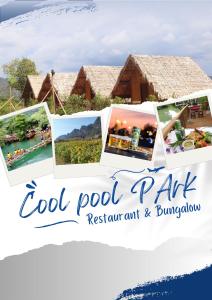 Ban PhônmuangCool Pool Bungalow的凉爽的泳池公园度假简易别墅的标志