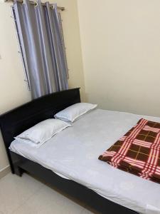 海得拉巴Hotel Plaza Rooms的床上有两张枕头,有毯子