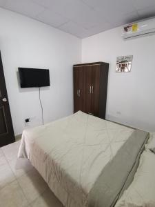 Apartamento full en David, Chiriquí.的一间带大床和电视的卧室