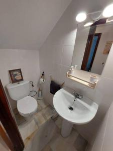 科尔多瓦El Patio de Lola的白色的浴室设有卫生间和水槽。