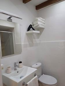 隆达La casita Ronda的一间带水槽、卫生间和镜子的浴室
