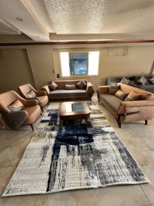 开罗Palace Luxury Rooms的带沙发和地毯的客厅