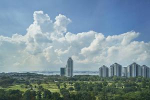 新山Renaissance Johor Bahru Hotel的享有城市高楼和树木的景致