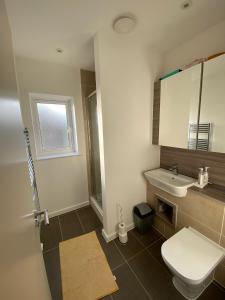 哈洛Countryside Luxury House Harlow的浴室配有白色卫生间和盥洗盆。
