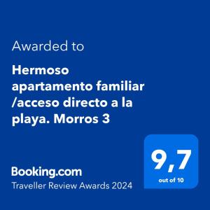 卡塔赫纳Hermoso apartamento familiar /acceso directo a la playa. Morros 3的手机的屏幕图,里面的文本是想跟大家熟悉的