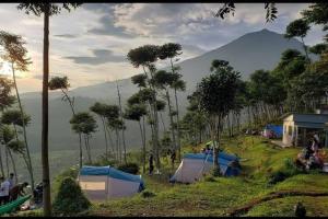 沙马林达Borneo camp的山丘上一群帐篷