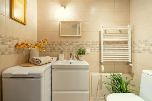 维尔纽斯Cozy Suite Roomita的白色的浴室设有水槽和卫生间。
