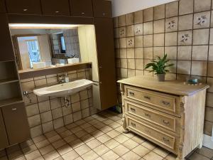 梅德巴赫Haus Waldesruh的一间带水槽和镜子的浴室