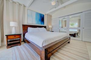 乔治敦Incredible Beach Front Villa!的一间卧室设有一张大床和一个窗户。