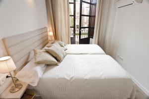 格拉纳达Casa Miravalle Darro的窗户客房内的一张白色床