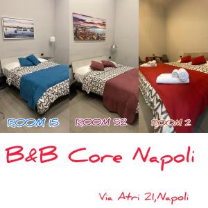 那不勒斯B&B Core Napoli的相邻房间设有两张床