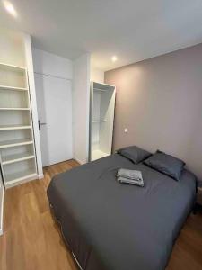 圣艾蒂安Appartement Saint-Etienne hyper centre的一间卧室,卧室内配有一张大床