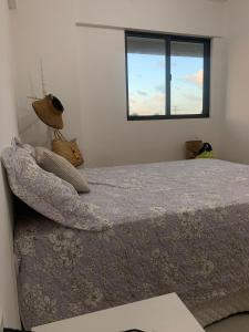 德奥多鲁元帅镇Apartamento a Beira-Mar - Praia do Francês的一间卧室配有一张带窗户的床